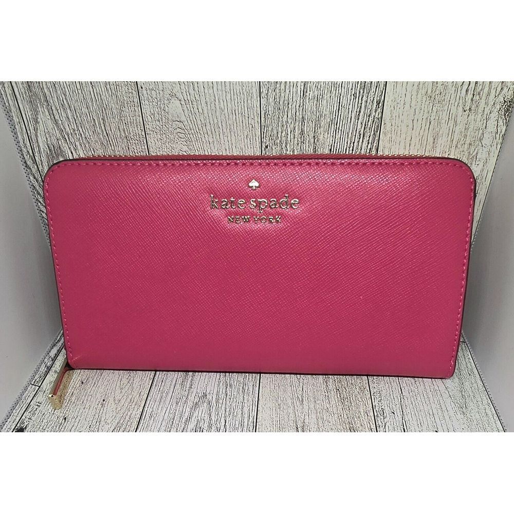 kate spade Hot Pink Zip-Around Saffiano Leather Wallet